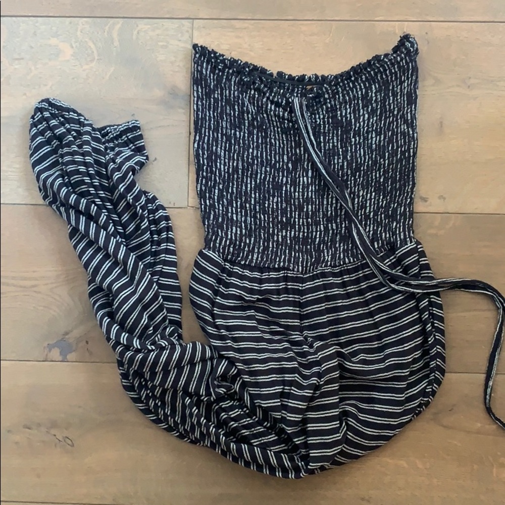 black and white striped jumpsuit